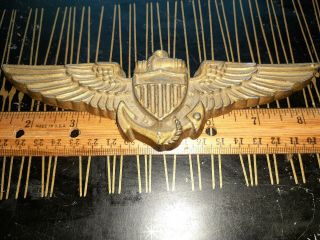 Rare Vintage 7.  75 " Inch Wide,  1/2 Pd " Us Navy Naval Aviator Wings "