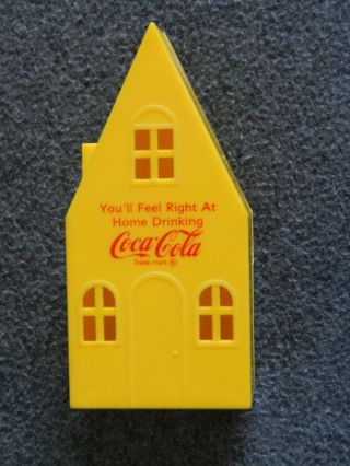 Vintage 1960s Advertising Yellow Plastic Coca Cola House Penny Bank Soda Coke