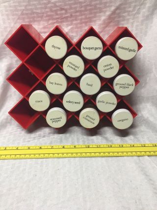 Vintage Copco Red Plastic Spice Rack Mid Century Geometric Honeycomb