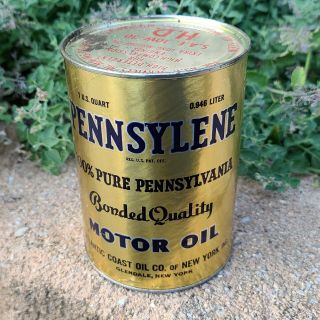 Vintage Pennsylene Penn Composite Motor Oil Can Quart Qt Empty