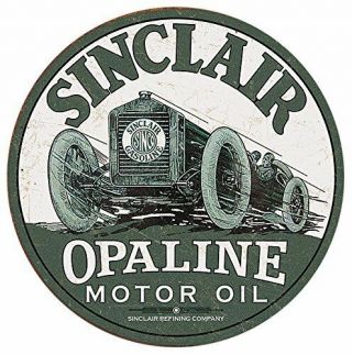 Sinclair Race Car Vintage Retro Round Tin Metal Sign 12 X 12in