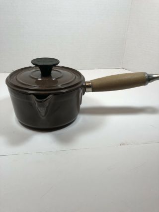Vintage Cousances/le Creuse Lidded Sauce Pot Cast Iron Brown Metal Handle France