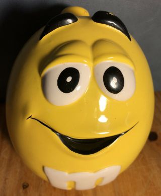 M&M ' s Yellow Ceramic Candy /Cookie Jar Galerie 2002 w/ Lid 3
