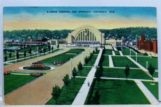 Ohio Oh Cincinnati Union Terminal Approach Postcard Old Vintage Card View Post