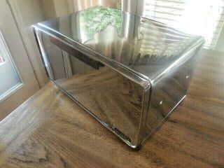 Vintage Lincoln Beauty Ware Brushed Chrome Vented Bread Box W/ Cutting Board