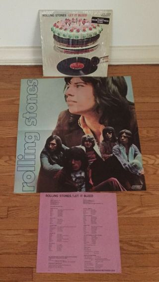 The Rolling Stones Let It Bleed Shrink Sticker Poster 1st Press Beatles Lp Vinyl