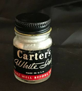 Vintage Carters White Ink Glass Jar Bottle 14cc