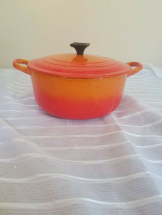 Vintage Le Creuset Cast Iron Orange Enamel Pot 2.  5 Quarts