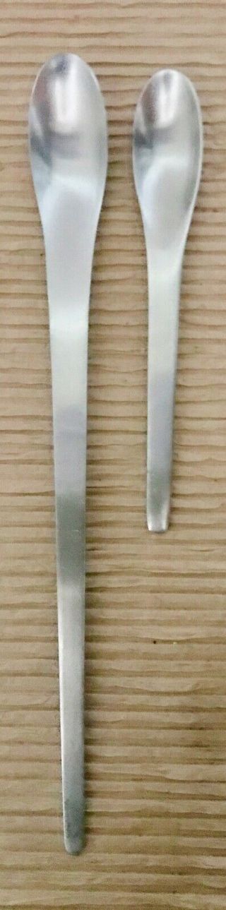 2 Vtg Mcm Stainless Steel Serving Spoons A.  Michelsen Arne Jacobsen 12.  5 " Venus