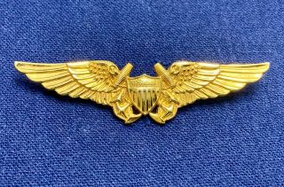 Post Wwii - Korean War Naval Flight Officer Wings Badge,  Pinback - Gemsco