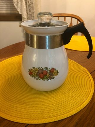 Vintage Corning Ware Stove Top 6 Cup Coffee Percolator P - 166 Spice Of Life