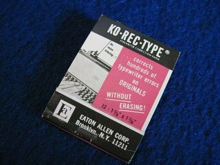 Vintage Nos Ko - Rec - Type Typewriter Correction Film Paper Matchbook Booklet