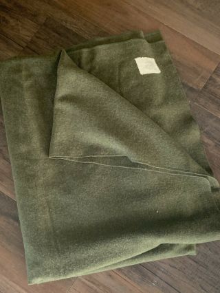 Vintage Us Army Post Wwii Era Fcda Wool Blanket Green Military Issue