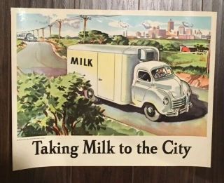 Vintage 1950s National Dairy Council Milk Poster Dick & Jane Style Art 14x17