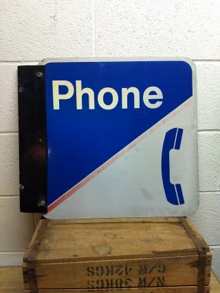 Vintage Public Telephone Double - Sided Flange Phone Sign,  18 " X 18 " Sign