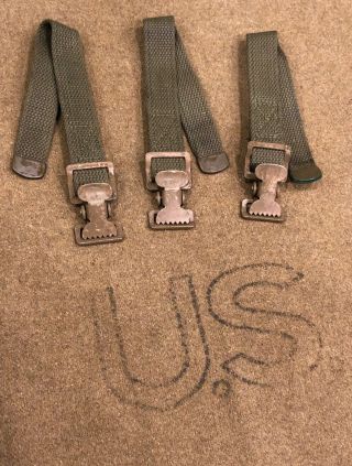 3 Nos Us Military Vehicle Jeep Truck M37 Pioneer Tool Webbed Gear Strap Straps