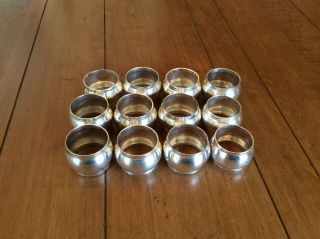 Vintage Set Of 12 Silver Plated Napkin Rings