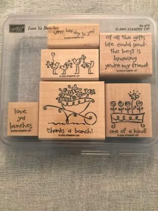 Stampin Up Love Ya Bunches Set Of 6 Wood Mounted Rubber Stamp Su Scrapbook 2005