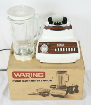 Vintage Retro Waring Nova 1 Series 8 Push Button Blender 60 - 1 White Wood Grain