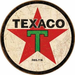 Texaco Oil Company 1936 Logo Classic Round Vintage Tin Metal Sign 12 X 12in