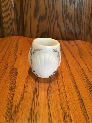 Milk Glass Three Shell And Seaweed Pattern Glass Toothpick Holder