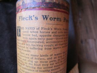 Vintage Advertising Tin Fleck ' s WORM POWDER 1930 ' s for Horses/Cows/Colts MORE 3