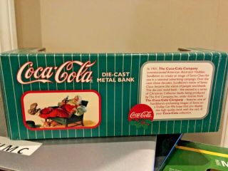 Vintage - ' 90s ERTL Coke Coca - Cola Die Cast Bank Santa ' s Christmas Trolley - MIB 2