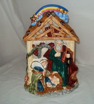 12 " Tall Christmas Nativity Scene Cookie Jar Holiday Collectible