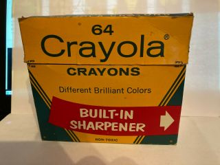 Binney & Smith Crayola Crayons No.  64 Built In Sharpener Vintage Orig.