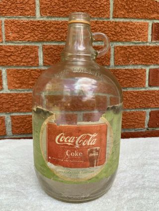 Vintage Coca Cola 1 Gallon Duraglas Fountain Bottle Owens Illinois Glass Co 1952
