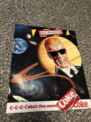 Vintage Max Headroom Coke Coca Cola Posters Catch The Wave Nos 1980s 14x17