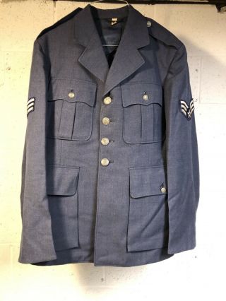 Korean War Usaf Air Force Blue Service Coat Jacket Wool Size 40s Dress Uniform