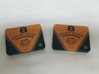 Vintage 2 Tins For " Brilliant Colored Crayons " By Binney & Smith Made Usa