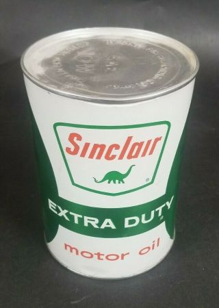 Vintage Sinclair Extra Duty Motor Oil,  York,  1 Quart Cardboard Can Full