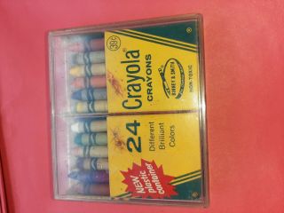 Vintage Box Of Crayola Crayons In Plastic Container - Pre - Owned