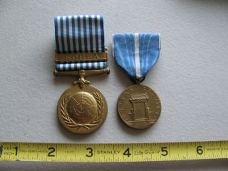 Korean War Era U.  S.  Military Un And Korean Service Medal Set