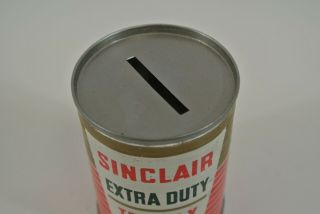 Sinclair Extra Duty Motor Oil Can Coin Bank 4 Oz Vtg Promotional Tin Container 2