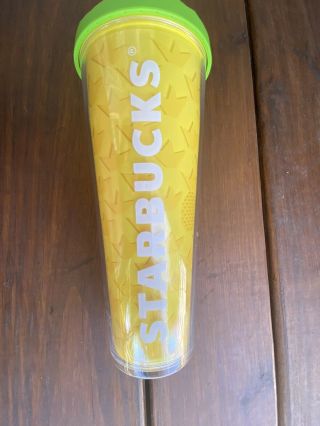 Starbucks 2014 Pineapple Tumbler Venti 24 Oz Yellow Green Acrylic Cold Cup