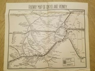1954 Ams Army Service Railway Map Of Tokyo Japan Vicinity Train Railcar Subway