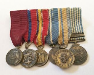 Korea Korean War Miniature Medal Bar Ribbon & Us Navy Reserve Un