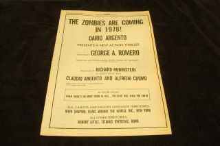Dawn Of The Dead By George A.  Romero Ad With " The Zombies Are Coming In 1978 "