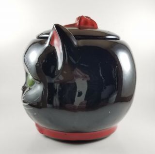 Vintage 1950 ' S Shafford Japan Black Cat Cookie Jar Smiling Red Ribbon 2