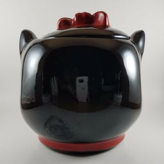 Vintage 1950 ' S Shafford Japan Black Cat Cookie Jar Smiling Red Ribbon 3