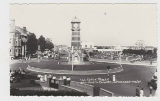 Old Real Photo Card Skegness North Parade And Clock Tower Sleaford Lincs