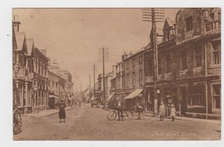 Great Old Card North Street Bourne Shops People C.  1910 Lincolnshire Stamford