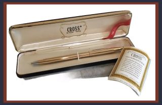 Vintage Cross 14k Gold Filled Pen In Case - Gold Tone (j046)