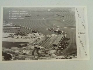 Gibraltar / Port Aerial View - Old Gibraltar Greetings Postcard