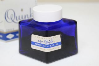 Vintage Parker Quink Washable Ink Royal Blue 2oz Bottle W/ Box