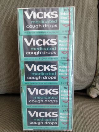 Vintage.  15 Vicks Medicated Cough Drops Case Filled With Product 1970s?