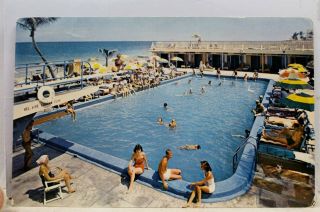 Florida Fl Miami Beach Bel Aire Hotel Pool Cabana Club Postcard Old Vintage Card